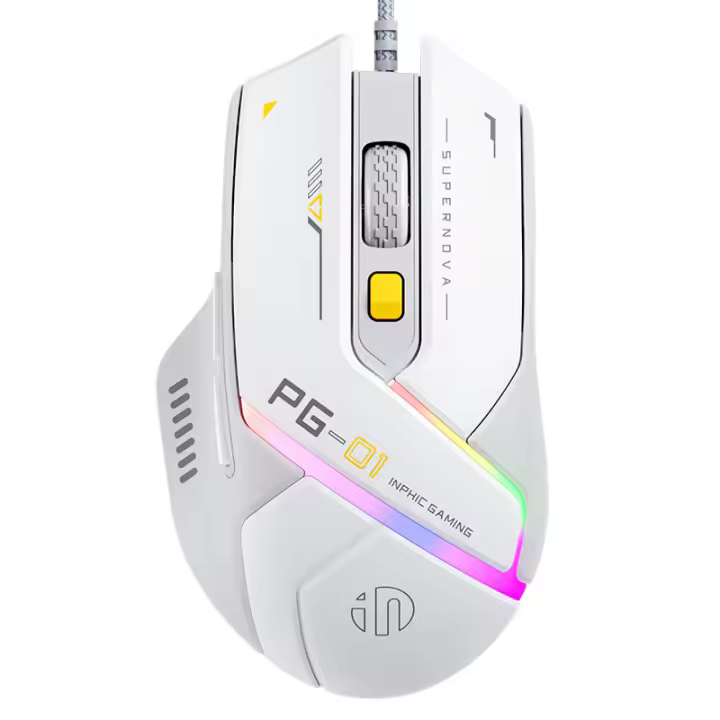 Ratón De Juego Inphic PG1 Con Cable Iluminación RGB Ergonómico Para Oficina Y Computadora Portátil 12800 DPI 6 Botones - 1