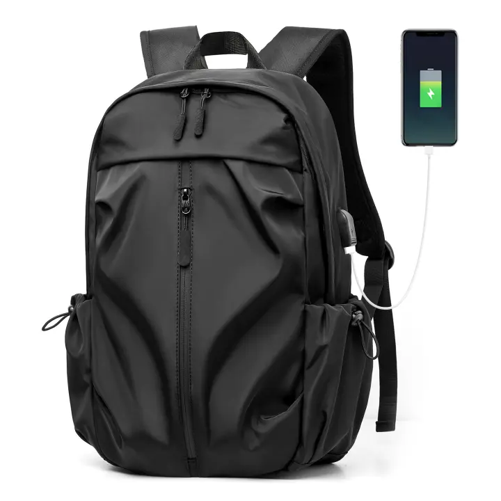 Mochila negra impermeable para hombre y mujer, morral ligero para ordenador portátil, viaje, senderismo, informal - 1