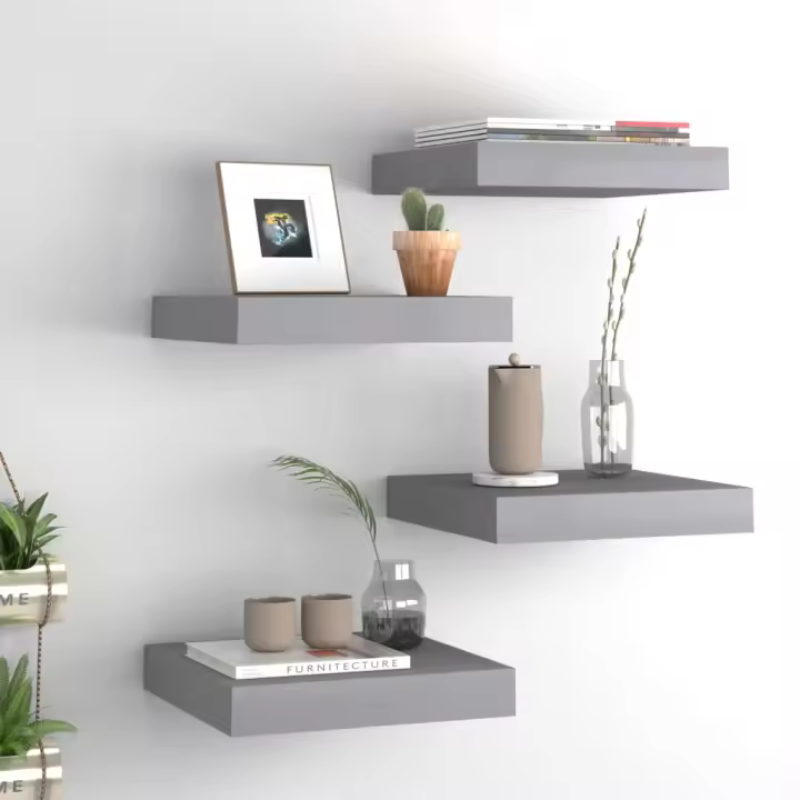Estantes flotantes de pared 4 uds MDF gris 23x23,5x3,8 cm - 1