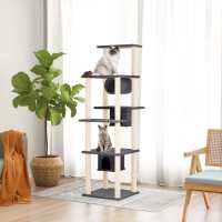 vidaXL Rascador para gatos con postes de sisal 169 cm torre para gatos Color Crema,  Gris claro,  Gris oscuro y mas - details 2
