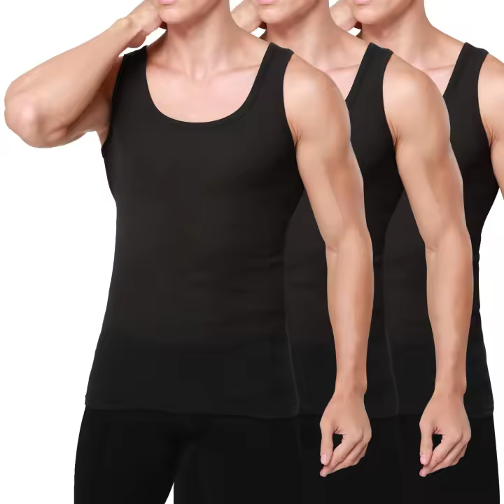 Fussy pack de 3 Camiseta de Tirantes para Hombre  Algodón 100%  Color blanco y negro - 1