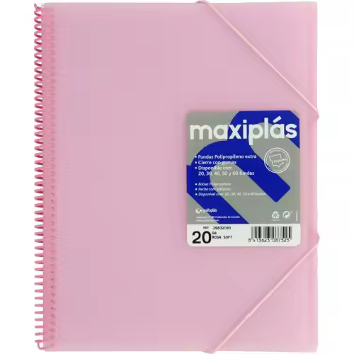 GRAFOPLAS CARPETAS A4 30 FUNDAS A4 ESPIRAL MAXIPLAS ROSA SOFT - 1