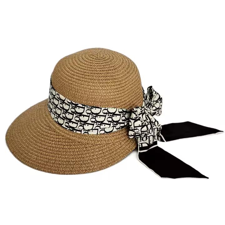Kebedo Moda Sombrero de Paja para Mujer ir a Playa en Verano Pamela Ajustable Talla Única Visera ancha con protección solar - 1