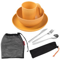 Juego De Utensilios Para Camping Portátil Con Tazón Plato Vaso Cuchara Tenedor Navaja De Acero Inoxidable Kit De Mesa Al Aire Libre Y Picnic - details 6