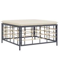 vidaXL Taburete de jardín con cojín ratán sintético Beige, Gris oscuro, Conjunto Terraza Muebles Jardín Exterior Juego de Muebles de jardín Mueble Jardín Exterior Muebles de Salon Exterior - details 0