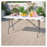 STARLEY-Mesa plegable portátil de plástico para interiores y exteriores,mesa plegable al aire libre, picnic, fiesta, campamento,mesa rectangular multiusos con asa,color blanco,180 x 69 x H 74 cm - details 6