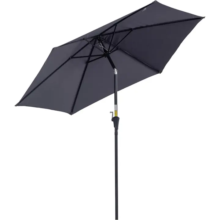 Sombrilla para Jardín Ø260x235 cm Parasol de Aluminio con Reclinable con Manivela y 6 Varillas para Terraza Exterior Balcón - 1