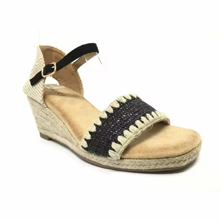 Gobbs VR-VRA-781 Sandalias de cuña para mujer negras en sintético 000013 - 1