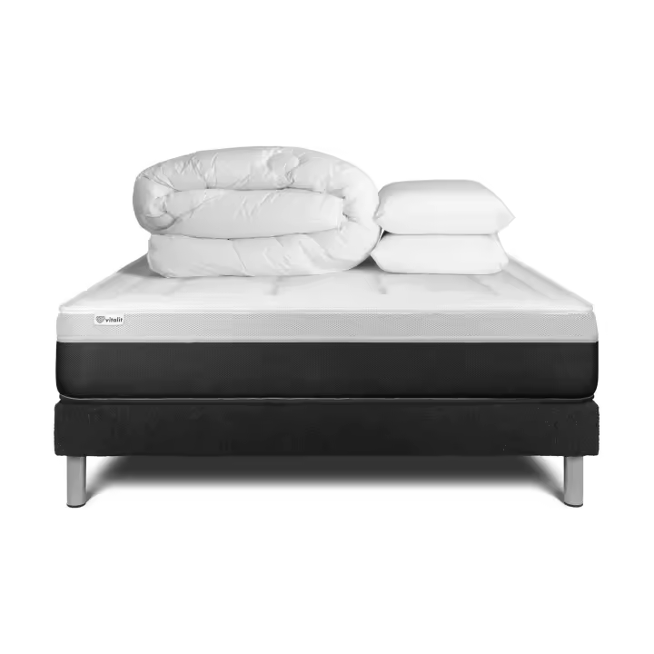 Pack cama completa - Colchón 160x200cm + Somier con láminas (kit) + 2 almohadas + Edredón - Vital Form - 1