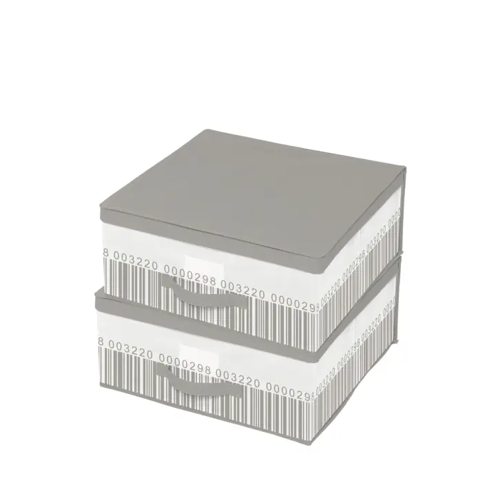 Cajas de almacenamiento de tela con tapa, Cosatto, 45 x 45 x 20 cm. 2 cajas para guardar ropa en el armario. - 1