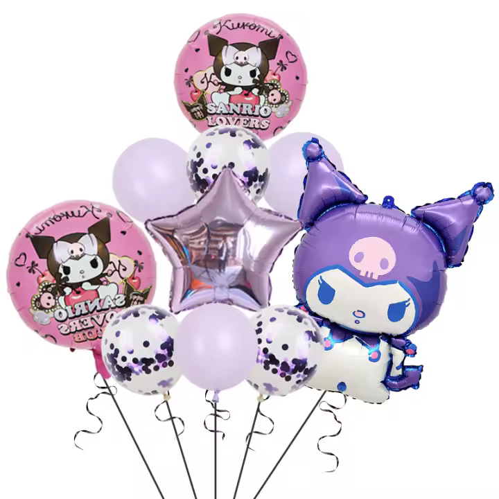 10pcs Globos De Aleación De Oro De 32 Pulgadas Con Diseño De Kuromi My Melody Cinnamoroll Para Decoración De Cumpleaños De Niños Juguete Decorativo Para Fiesta - 1