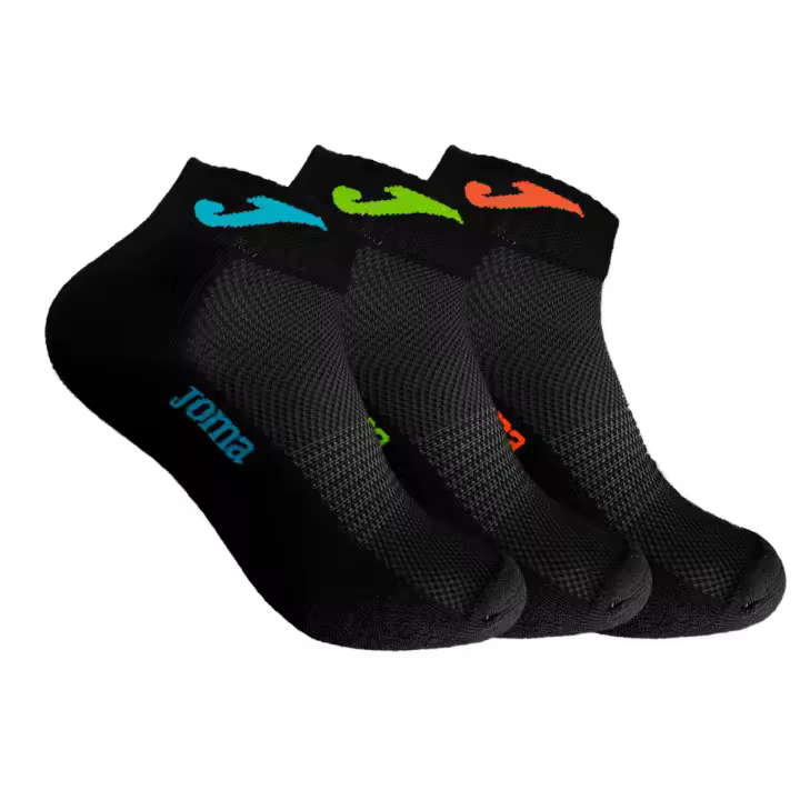 Pack de 3 Calcetines Deportivos Tobilleros para Hombre JS201811TB, Colores Negro/Fluor, Joma - 1