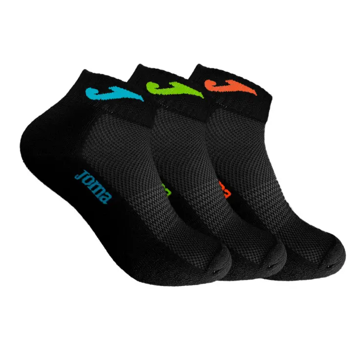 Pack de 3 Calcetines Deportivos Tobilleros para Hombre JS201811TB, Colores Negro/Fluor, Joma - 1