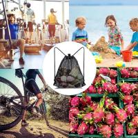 Mochilas de malla con cordón, bolsa de malla negra resistente para playa, gimnasio, compras, natación - details 0