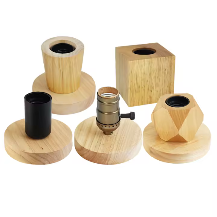 Lámpara De Mesa Retro Vintage En Madera E27 Luz Nocturna Para Dormitorio Con Enchufe EU Decoración Para Escritorio Y Pared Varios Modelos Disponibles - 1