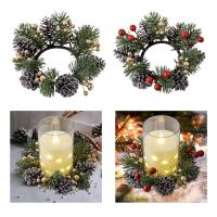 Anillo De Vela Navideño Con Bayas Adorno Para Wreath De Navidad Decoración Para Mesa Centro De Fiesta Café Bar Material Artificial - details 2