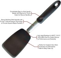 Paleta de Cocina Silicona Pala de Pescado Espatula Silicona Cocina Fabricado en Acero Inoxidable y Silicona Juego de 3 piezas Negro - details 0