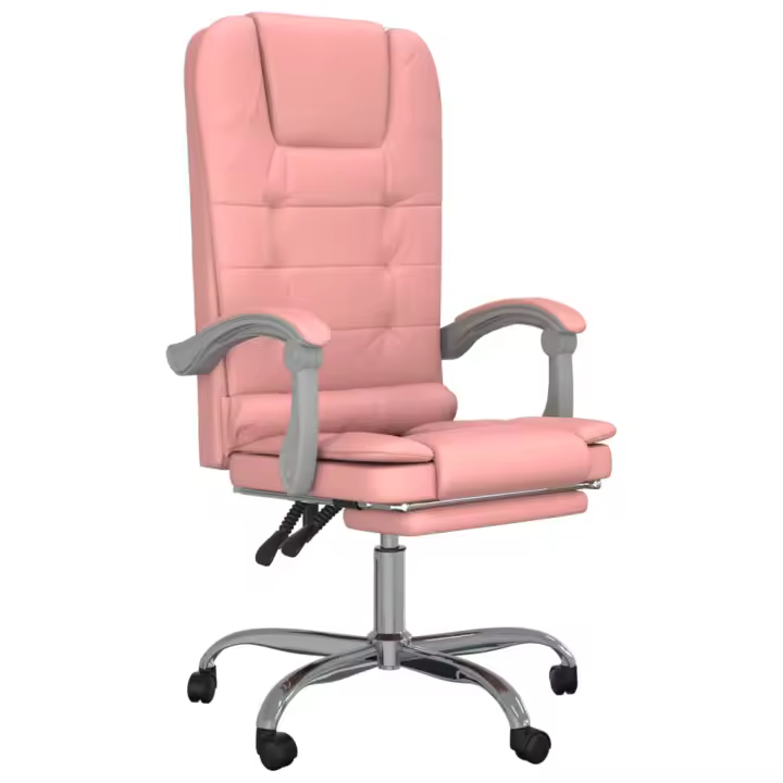 Silla de Oficina reclinable masaje Cuero sintético Rosa - 1
