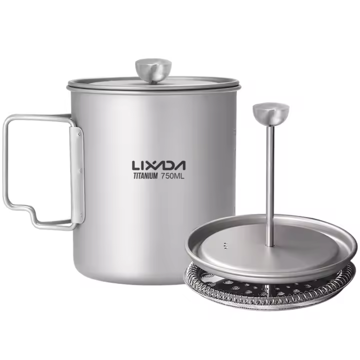 Lixada Taza De Café De Titanio 750ml Con Tapa Para Preparación De Café French Press Y Uso En Camping Y Cocina Al Aire Libre - 1