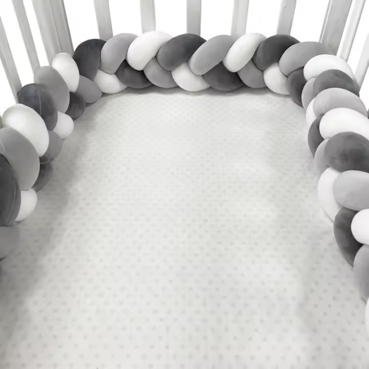 Protector De Cuna De Algodón Para Bebé Con Doble Encaje Antideslizante Y Anti-collisión Decoración De Habitación Para Cuna Bumper De Coche - 1