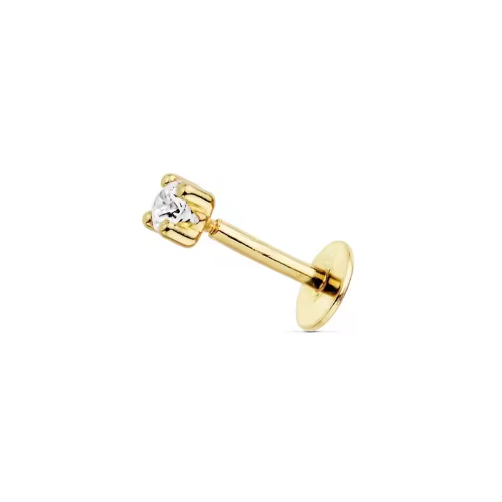 Inmaculada Romero Piercing Labio Oro 18k Circonita 2.5mm Garras Enroscado Unisex - 1