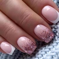 Juego De 24 Uñas Postizas Cortas Para Mujeres Y Niñas Con Diamantes Y Brillos Estilo Francés Cuadradas Blancas Y2K Arte De Uñas Falsas - details 11