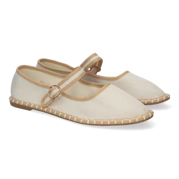 PuntoSalao Alpargatas planas venecianas cómodas para mujer color beige YSD-A - 1