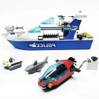 Bloques De Construcción Compatible MOC Sets Serie Ciudad Patrulla Policial Barco Flotante Juguetes Para Niños Regalo Material ABS Tamaño Pequeño - details 6