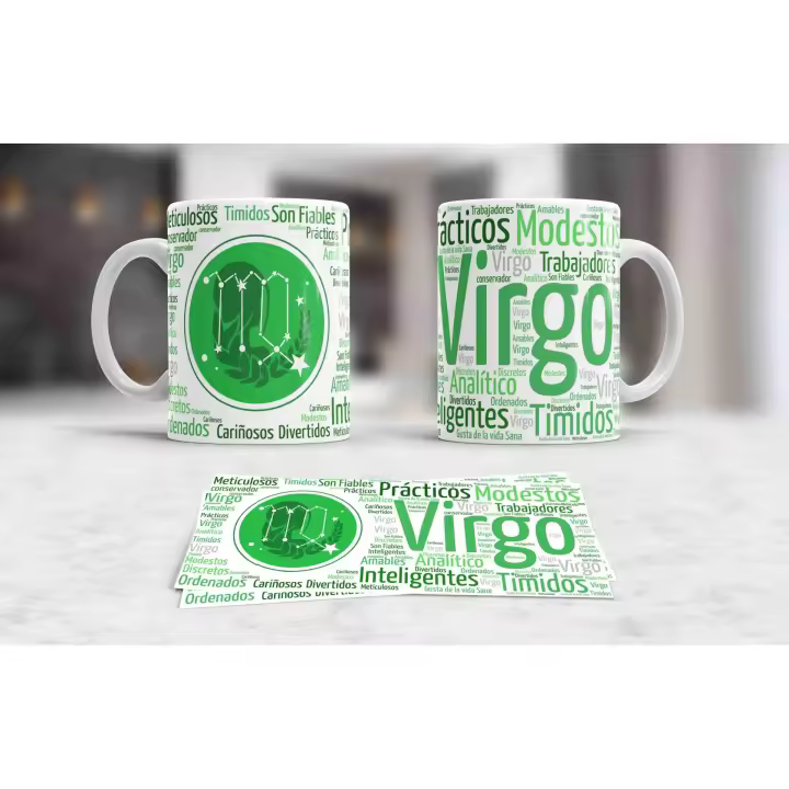 Taza Mug de Cerámica -040 Virgo - Signos del Zodíaco - 350 ml - Apta para lavavajillas - 1