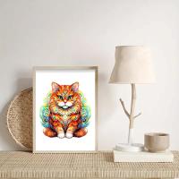 Rompecabezas De Madera En Forma Irregular De Gato Colorido Juguete Interactivo Familiar Para Reducir Estrés Adulto Regalo Delicado En Caja - details 5