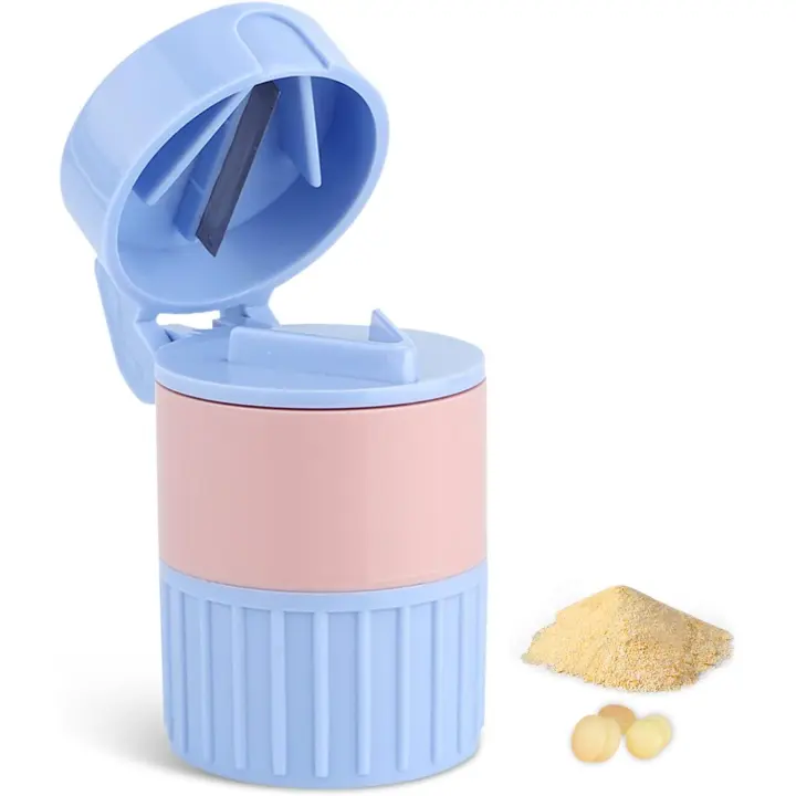 Cortador de pastillas, 3 en 1, divisor de pastillas, triturador, caja, molinillo de pastillas, pulverizador de pastillas, molinillo de tabletas, divisor de medicamentos, triturador de polvo y caja de almacenamiento para pastillas pequeñas - 1