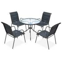 vidaXL Juego de comedor de jardín 5 piezas de acero negro - details 0