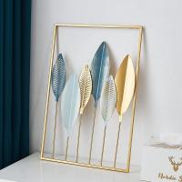 Decoración de pared nórdica para el hogar, colgante de pared de macramé, Metal redondo dorado, hoja de Ginkgo, pegatinas de pared, decoración decorativa de repisas de pared - details 1