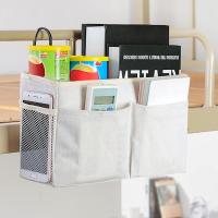 2 unids cama bolsillos (gris, blanco), lona impermeable mesita de noche organizador colgante cesta de la cabecera, bolsillo de la cama para el hogar Off escuela - details 2