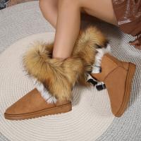Botas De Invierno Para Mujer 2023 Nuevas Bota Corta De Algodón Con Forro De Poliéster Grueso Y Fleece Antideslizante Botas De Nieve Cálidas Y Planas - details 4