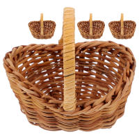 4 Pcs Mini Canastas De Paja Para Decoración De Casa De Muñecas Pequeñas Canastas De Pan Tiny Para Bebés Niña Hamper Accesorios De Rattan - details 3