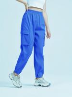 Women's Casual Workwear Sweatpants High-Waisted Loose Fit Solid Color with Belt And Pockets mid Waist Ankle-Length Polyester - details 19
