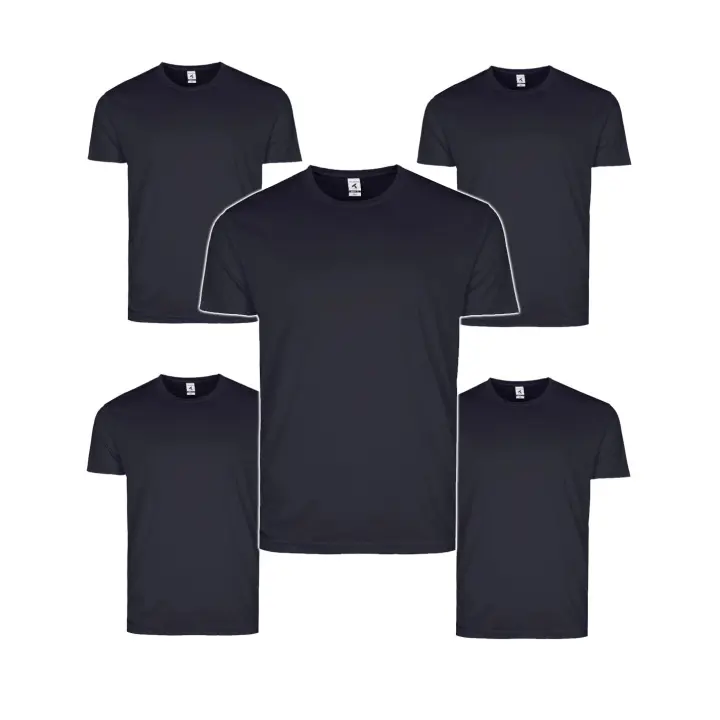 Pack de 5 Camisetas Deportivas TEXKING Modelo VOLA para Hombre, Poliéster 100% Tejido Técnico - Negro - 1