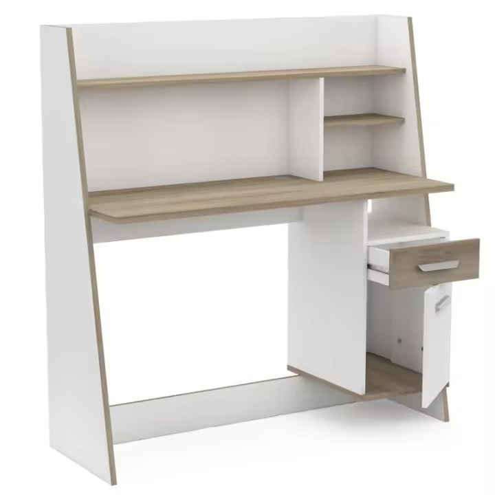 Miroytengo Mesa Escritorio Juvenil Blanco y Roble 120 cm - 1