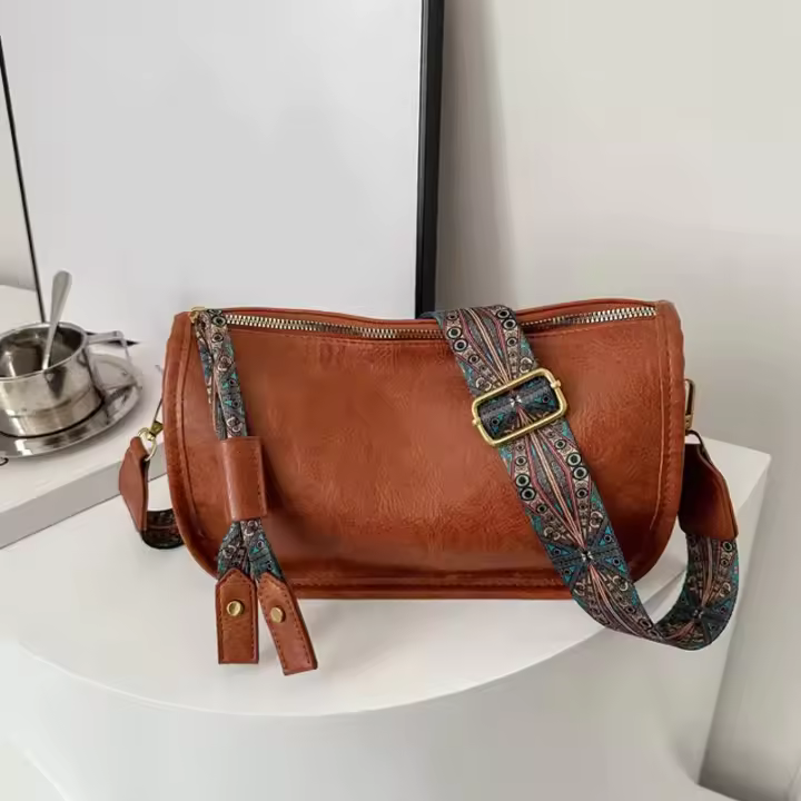 Bolso Bandolera De Cuero PU Vintage Para Mujer Lujo Diseñador Negro Bolso De Hombro Con Cadena Estilo Elegante Y Versátil - 1