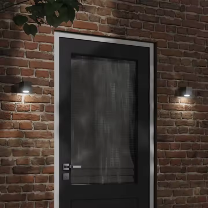 vidaXL Lámparas de pared de exterior 2 uds aluminio fundido negro - 1