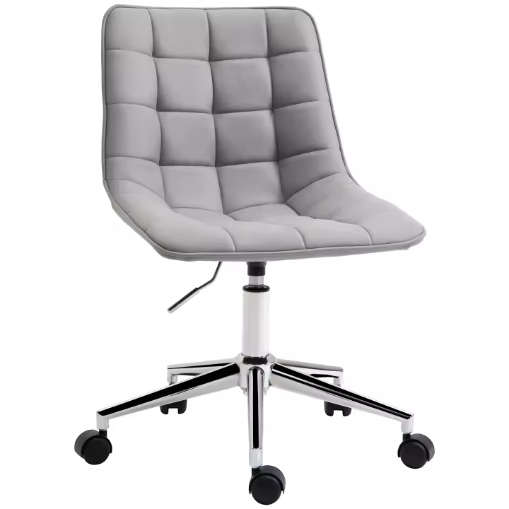Vinsetto silla de oficina silla giratoria silla de escritorio regulable en altura giratoria 360° espuma de microfibra gris claro 60x60x90 cm - 1