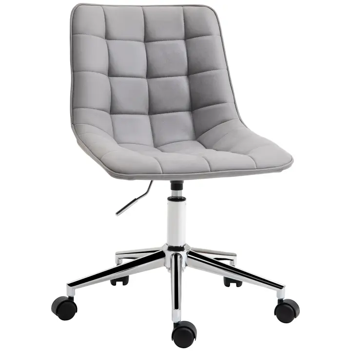 Vinsetto silla de oficina silla giratoria silla de escritorio regulable en altura giratoria 360° espuma de microfibra gris claro 60x60x90 cm - 1