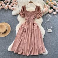 Vestido Elegante Para Mujer Verano 2024 Manga Suelta Vintage Fiesta Moda Coreana Vestidos A-Line Cuello Cuadrado Midi Sin Capucha - details 8