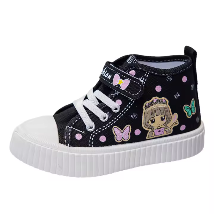 Zapatos De Lona Para Niños Y Niñas Estilo Cuatro Estaciones Bordado Blanco Dibujos Animados Niños Y Niñas Rosa Suave Antideslizante Casual - 1
