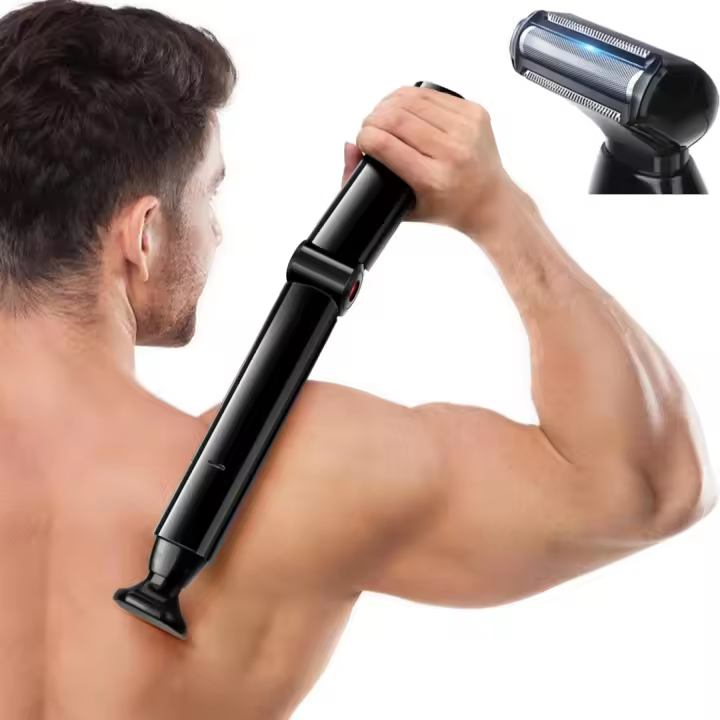 Afeitadora Eléctrica Para Espalda 2 En 1 Afeitadora De Pelo Facial Recargable Con Mango Plegable Para Hombres Groomer De Cuerpo - 1