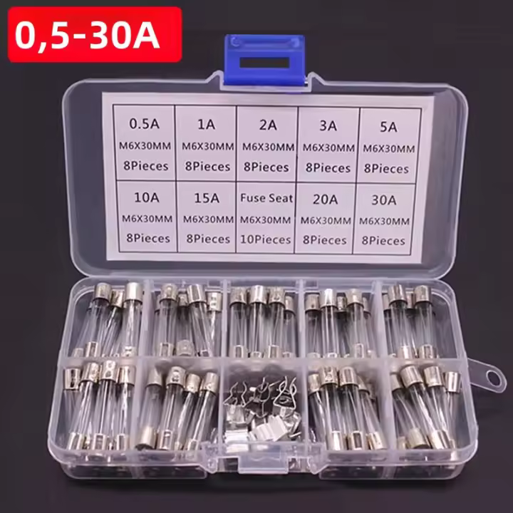 Kit De Fusibles De Vidrio Para Coche 100/72pcs Tamaños 0.2-20A 0.5-30A Para Luces Aire Acondicionado Aspiradora Herramienta Esencial Para Automóviles - 1