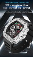 Reloj De Cuarzo Para Hombre OFNS 7105 Creativo Hueco Con Luz Nocturna Y Calendario Resistente Al Choque Y Agua Bandeja De Silicona Estilo Casual - details 5