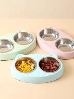 Macaron Juego De Alimentos Para Mascotas Plástico Doble Tazón Para Gatos Y Perros Alimentador De Alimentos Y Agua Accesorios Para Mascotas - details 0