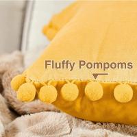 Funda De Cojín De Velours Con Pompom Tamaño 30x50cm 45x45cm 50x50cm Lujo Rustico Para Sofa Dormitorio Y Coche Estilo Americano - details 4